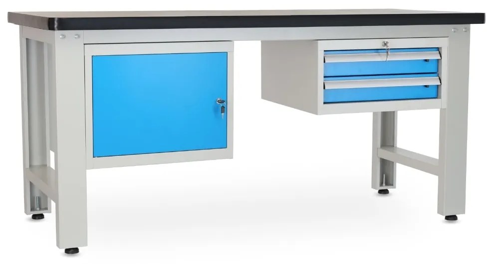 Dielenský stôl Solid MDF-12, 180 cm, 2 závesné boxy, čierna