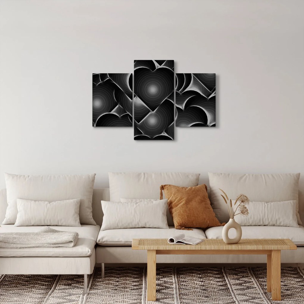 Obraz čierno-bielych sŕdc (90x60 cm)