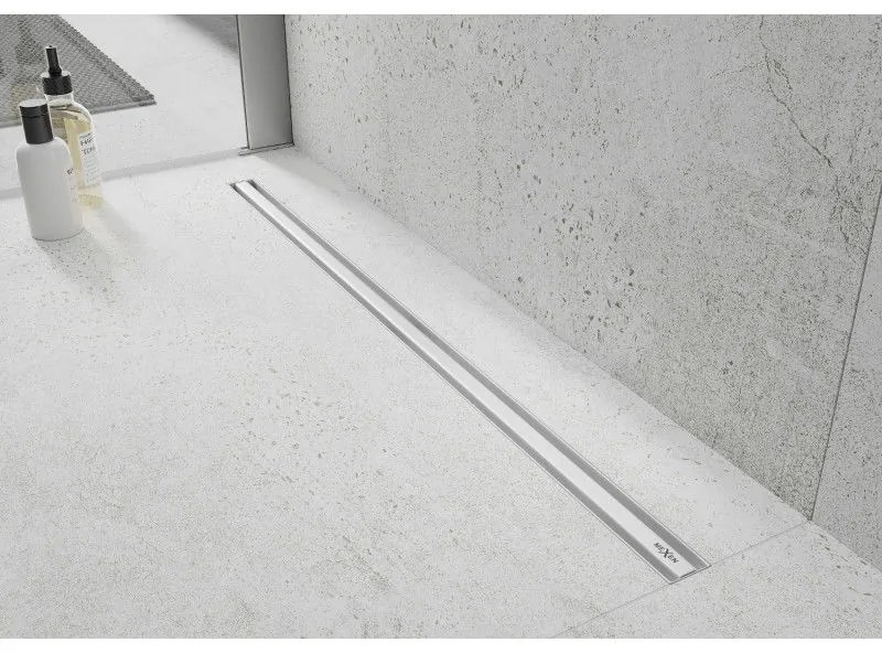 Mexen Flat nerezový sprchový žľab s rotačným 360° sifónom 90 cm, vzor SLIM, biela, 1241090