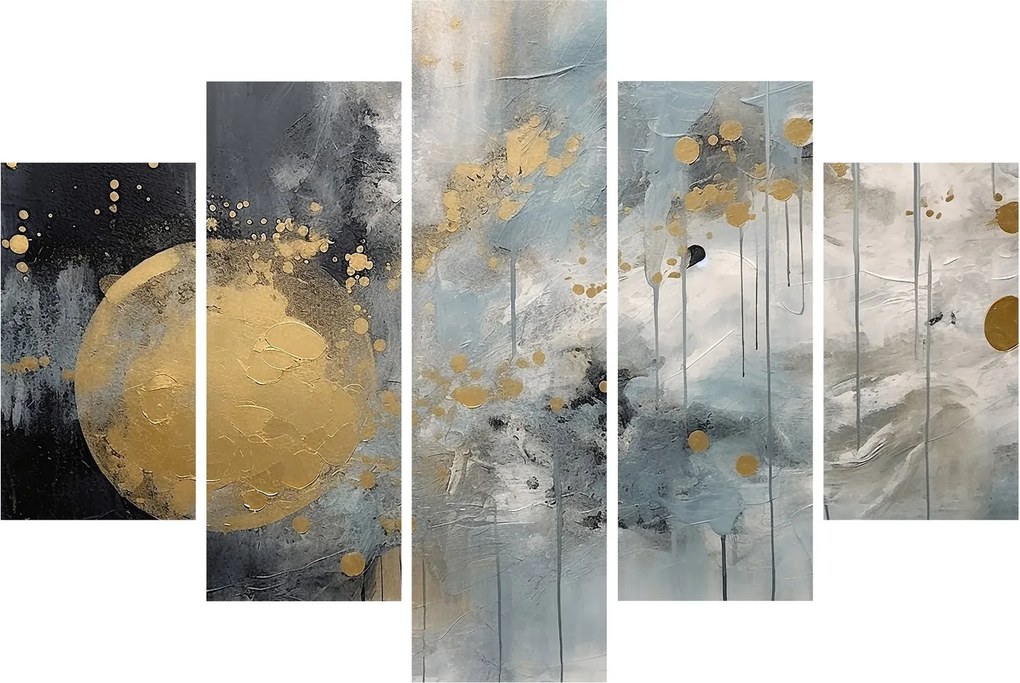 Obraz - Abstrakcia so zlatou guľou (150x105 cm)