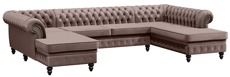 PROXIMA.store - Luxusná sedačka CHESTERFIELD LONG U FARBA NÔH: čierna, DRUH LÁTKY: TORRE - 17, FARBA OZDOBNÝCH ŠPENDLÍKOV: barok