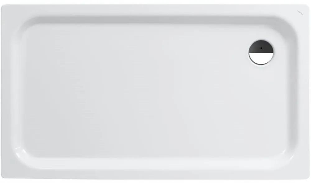 LAUFEN Platina obdĺžniková sprchová vanička zo smaltovanej ocele, odtok v rohu, 1400 x 800 x 65 mm, biela, H2150160000401