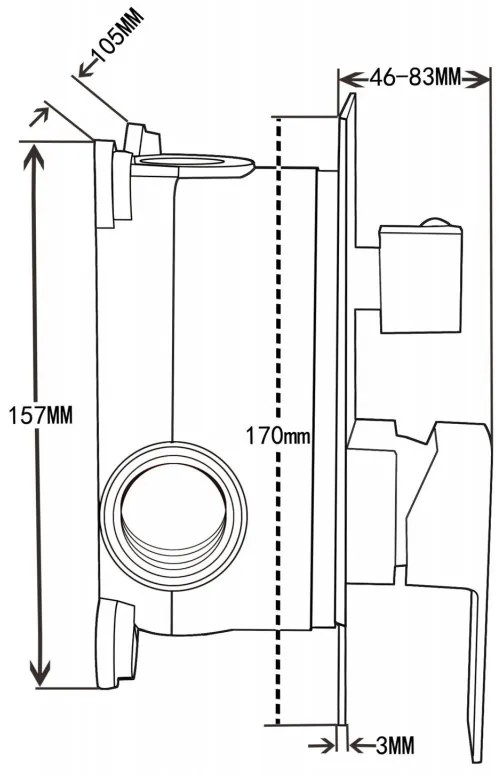 Mexen Uno DR45, podomietková sprchová zostava s dažďovou sprchou + Box, čierna, 71435DR45-70