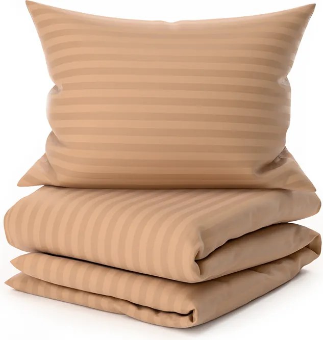 Hotelové obliečky z mikrovlákna JASMINE hnedé - prúžok 2 cm, hotelové vrecko Rozmer obliečky: 70 x 90 cm | 140 x 200 cm