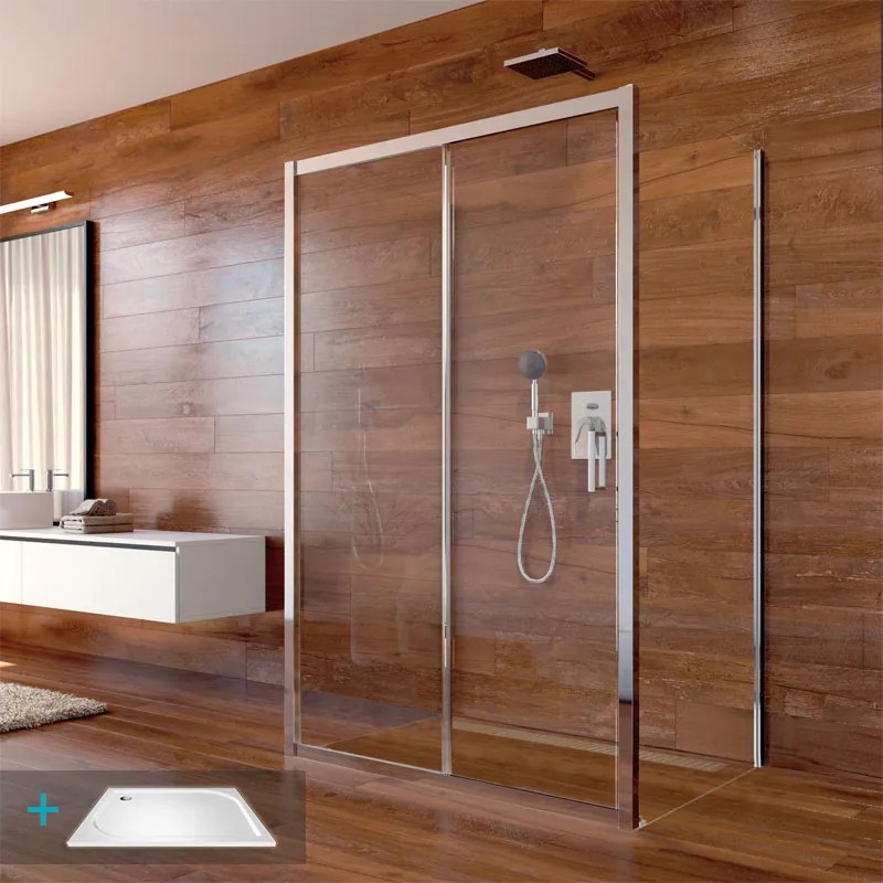 Mereo Mereo, Sprchový set: LIMA, obdĺžnik, 100x120x100x190 cm, chróm ALU, sklo Point vr. vaničky liatý mramor, MER-CK85542KM