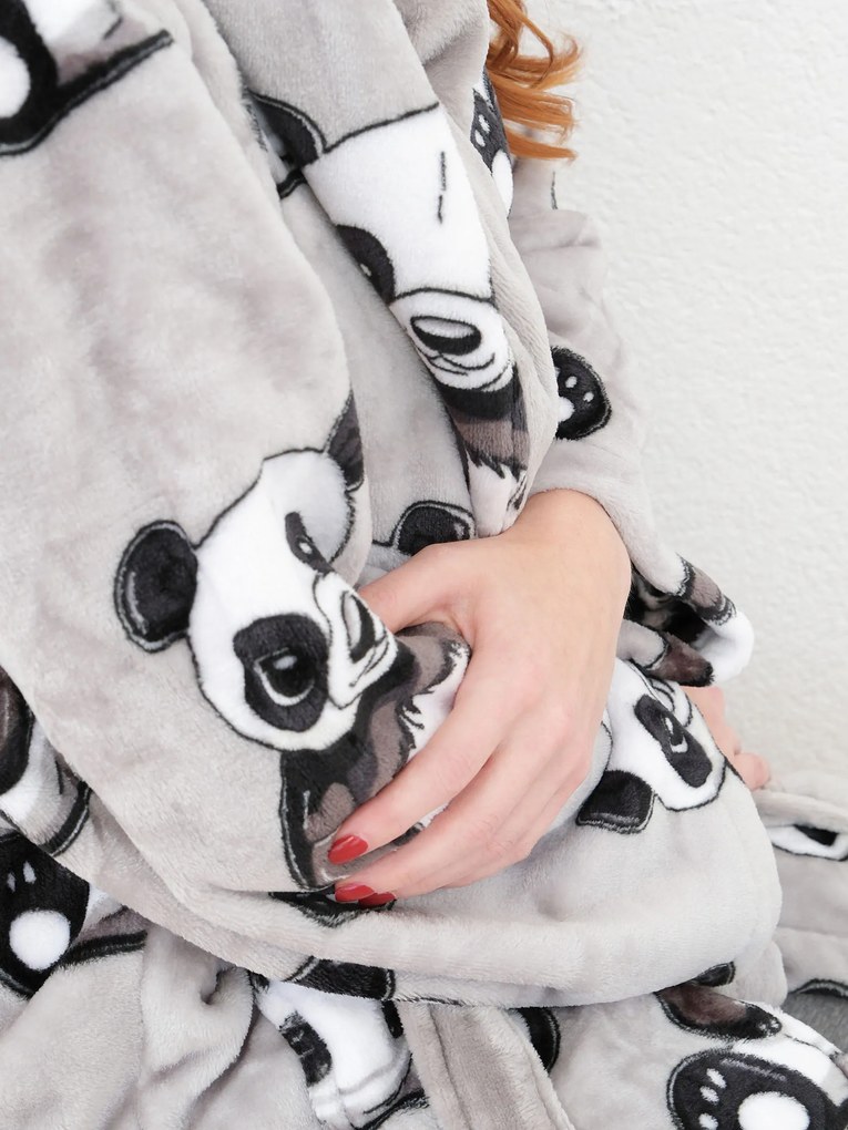 Mikroplyšový župan Ema - Panda veľkosť M