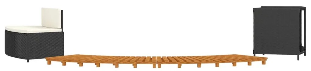 Rám k vírivke, čierny, polyratan a akáciový masív