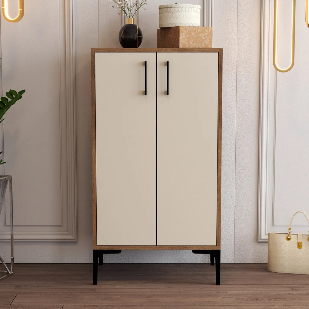 Skrinka na topánky Praga 1 (Orech + Krémová). Akcia -20%. Vlastná spoľahlivá doprava až k Vám domov. 1072668
