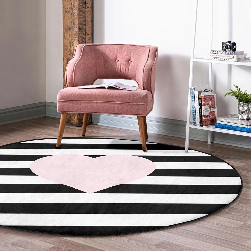 Čierno-biely detský koberec ø 100 cm Comfort – Mila Home