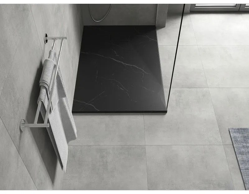 Mexen Hugo, obdĺžniková sprchová vanička SMC 100 x 80 cm, čierny kameň, 42758010