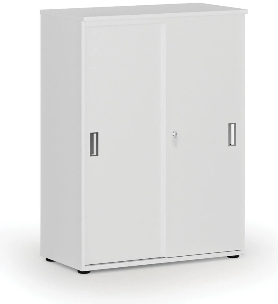 Kancelárska skriňa so zasúvacími dverami PRIMO WHITE, 800 x 420 x 1087 mm, biela