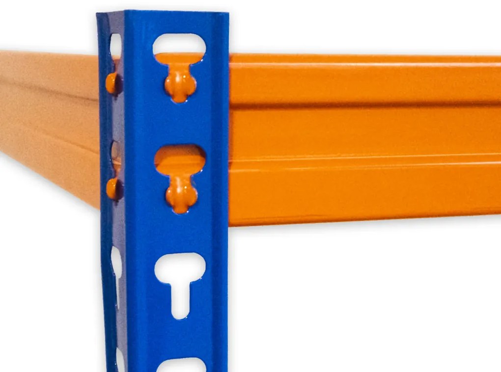 Fistar Regál 1680x1600x700 mm, PROFESIONÁLNY, lakovaný 4-policový, nosnosť 1600 kg - MODRO-ORANŽOVÝ