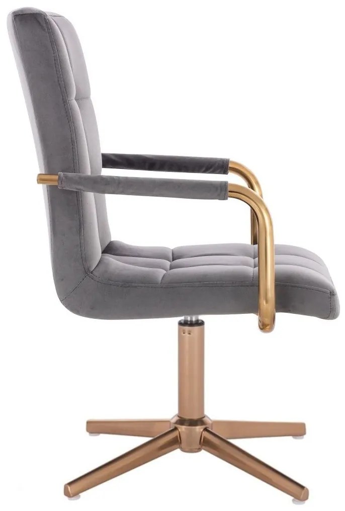 LuxuryForm DESIGN Otočná stolička VERONA GOLD VELUR na zlatom kríži - tmavosivá