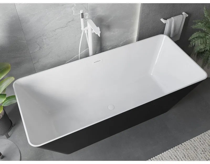 Mexen Velo Slim, voľne stojaca vaňa 170 × 75 cm, biela lesklá, biely prepad, 52811707500-20