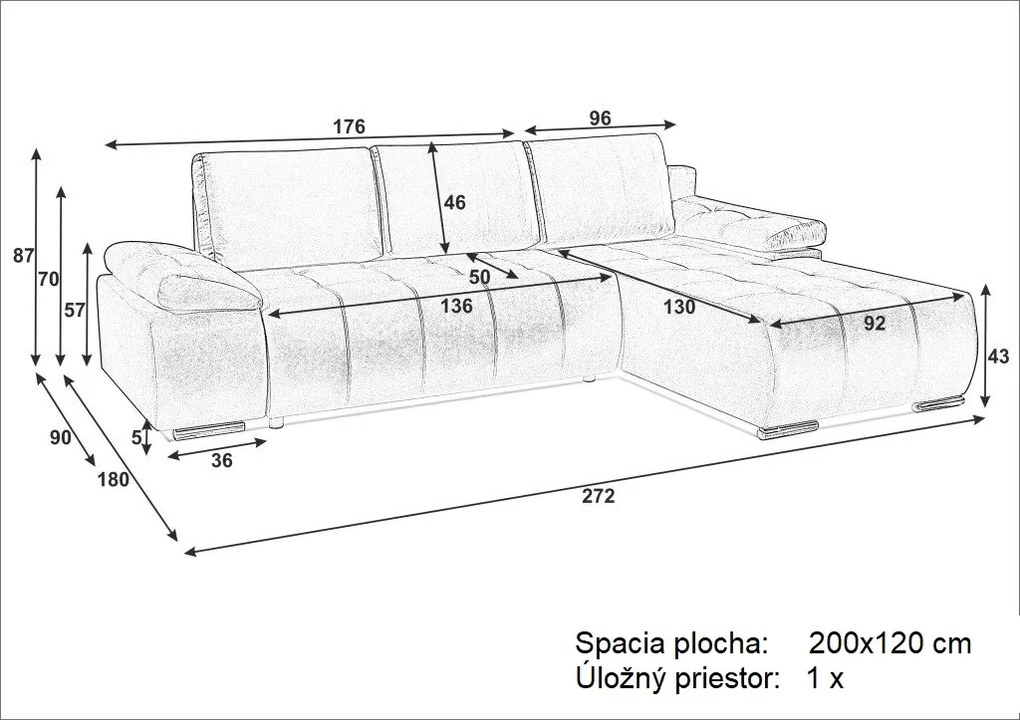 ROHOVÁ SEDAČKA CAMERON L 272 x 180 cm