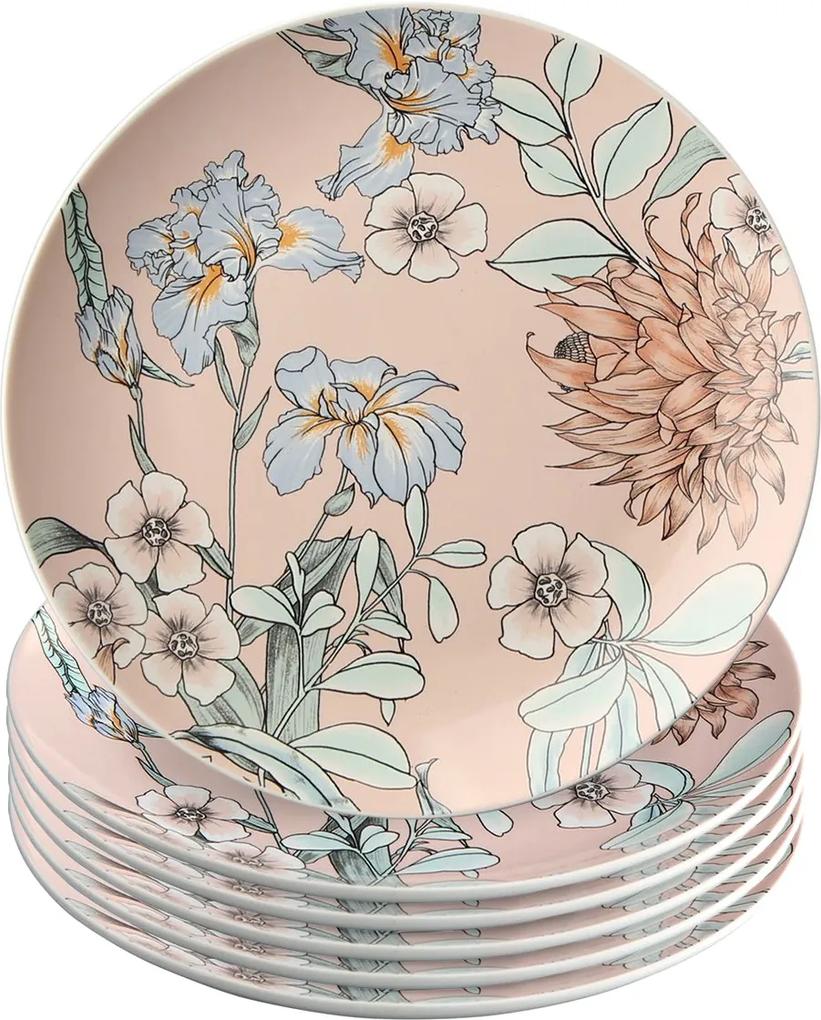 Altom Sada dezertných tanierov Pink Flowers 20 cm, 6 ks