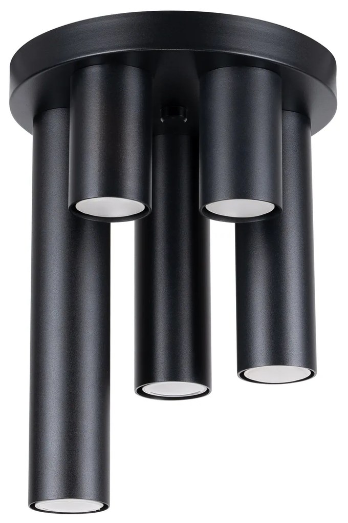 Stropné svietidlo Lagos, 5x čierne kovové tienidlo