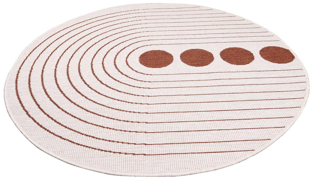 Dekorstudio Obojstranný okrúhly koberec na terasu DuoRug 5739 - tehlový Priemer koberca: 160cm