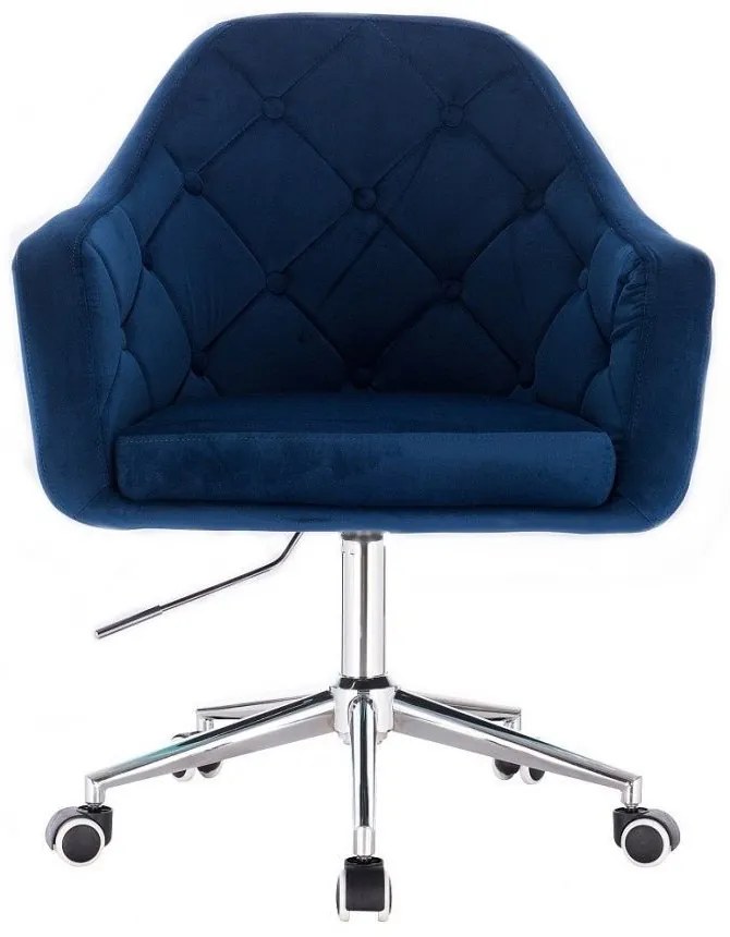 LuxuryForm DESIGN Kreslo ANDORA VELUR na strieborné podstave s kolieskami - modré