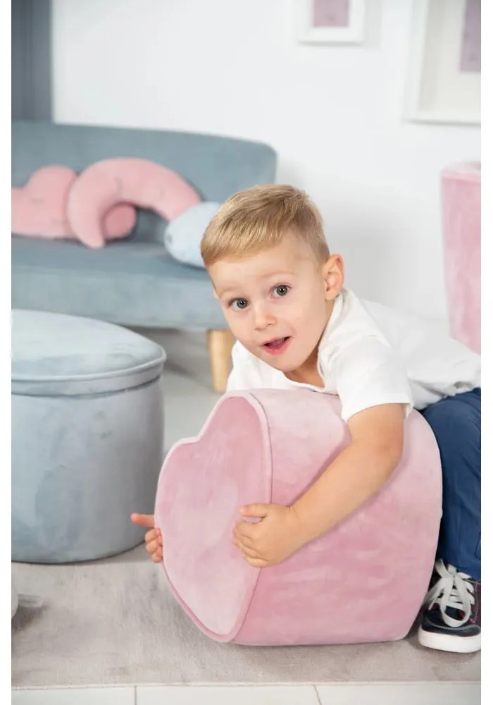 Svetloružový zamatový detský puf Lil Sofa – Roba