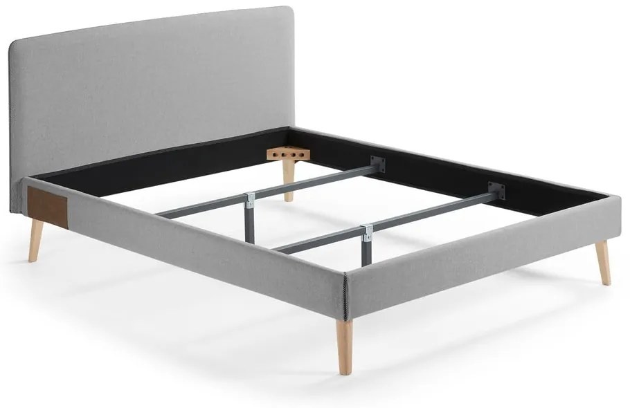 Sivá dvojlôžková posteľ Kave Home Lydia, 160×200 cm