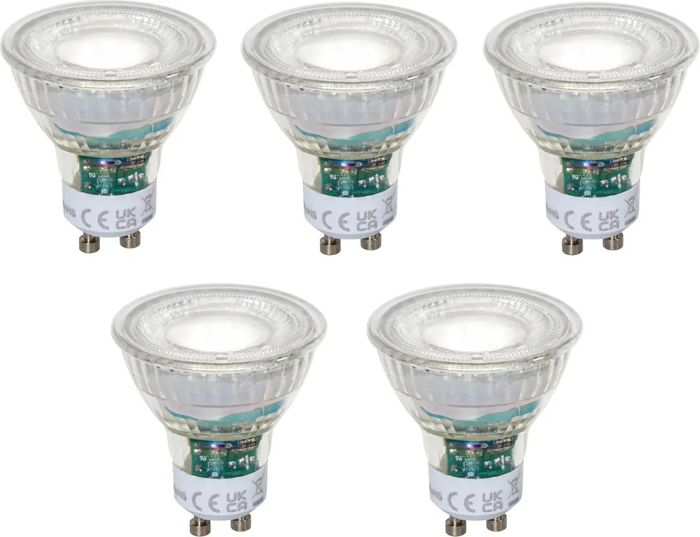 Sada 5 stmievateľných LED žiaroviek GU10 50mm čírych 2,5W 450 lm 6500K