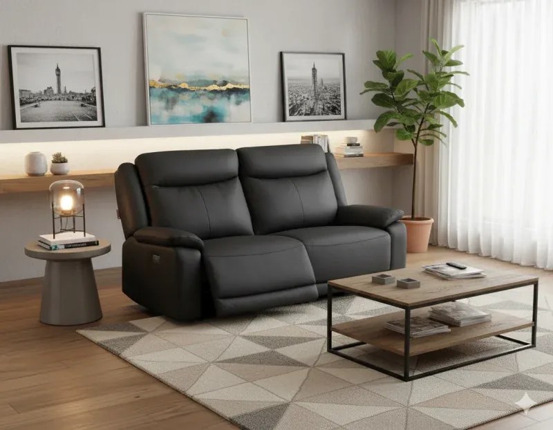 Kožená pohovka CONTINENTAL s elektrickou funkciou relax 2P, elektrické, zelená (green 321)