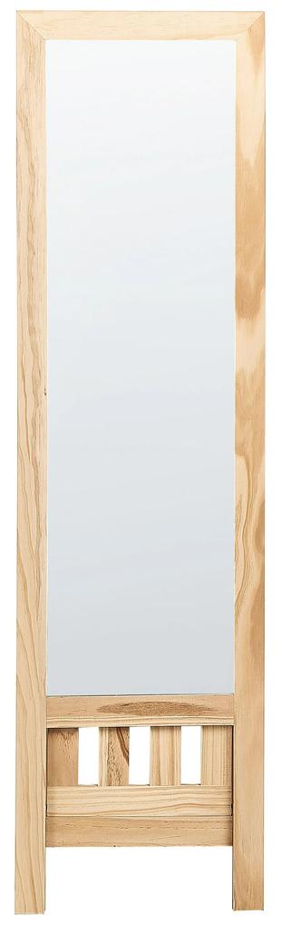 Stojace zrkadlo s policou svetlé drevo LUISANT Beliani