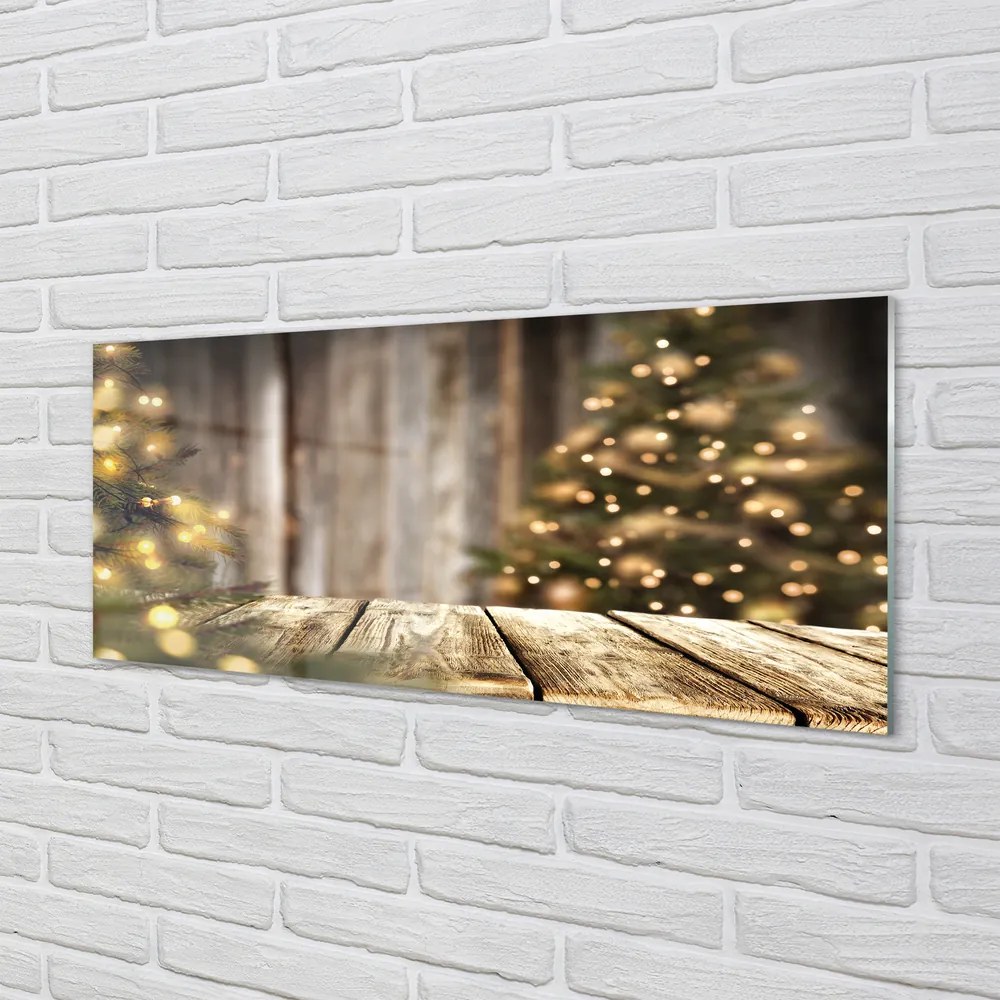 Obraz na akrylátovom skle Dosky vianočné stromčeky 120x60 cm