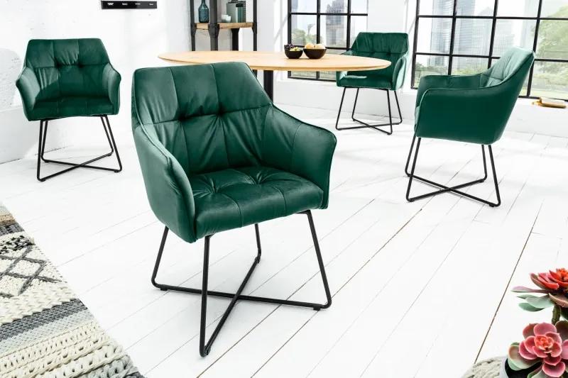 Dizajnová stolička Loft zamat zelená