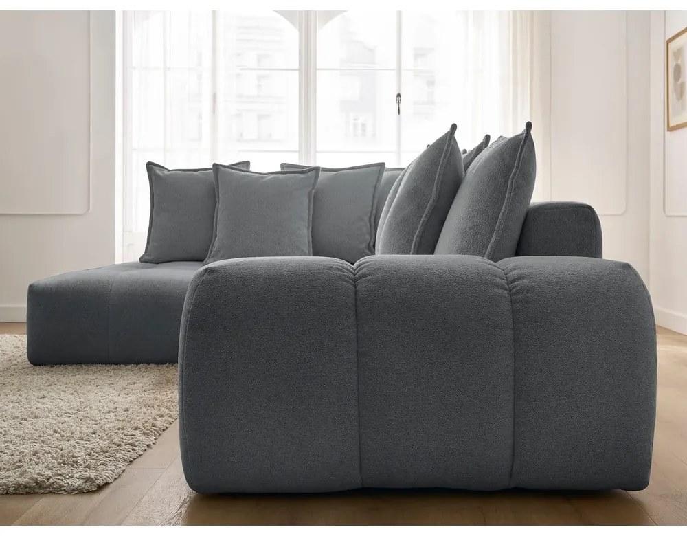 Tmavosivá ženilková rozkladacia/s úložným priestorom rohová pohovka (ľavý roh/do L) Everest – Bobochic Paris