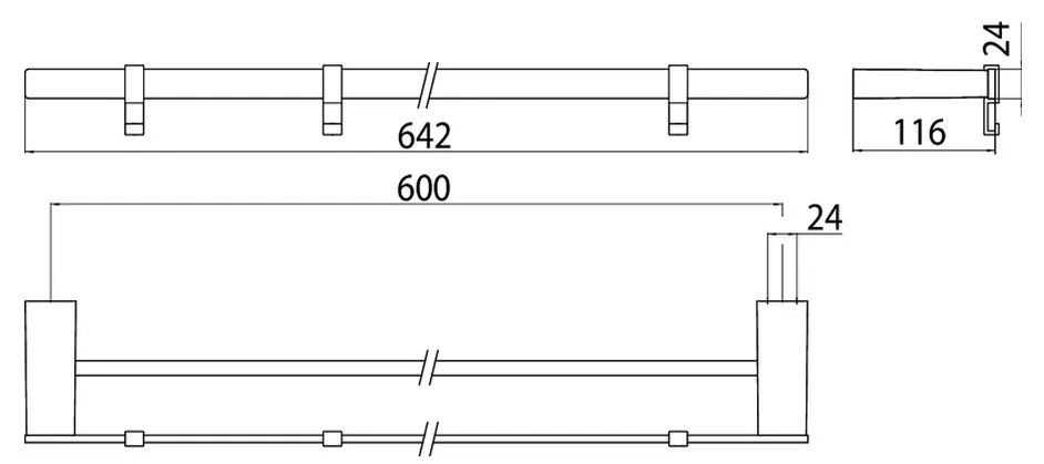 Emco Loft - Dvojitý držiak na uteráky 600 mm, chróm 056100160