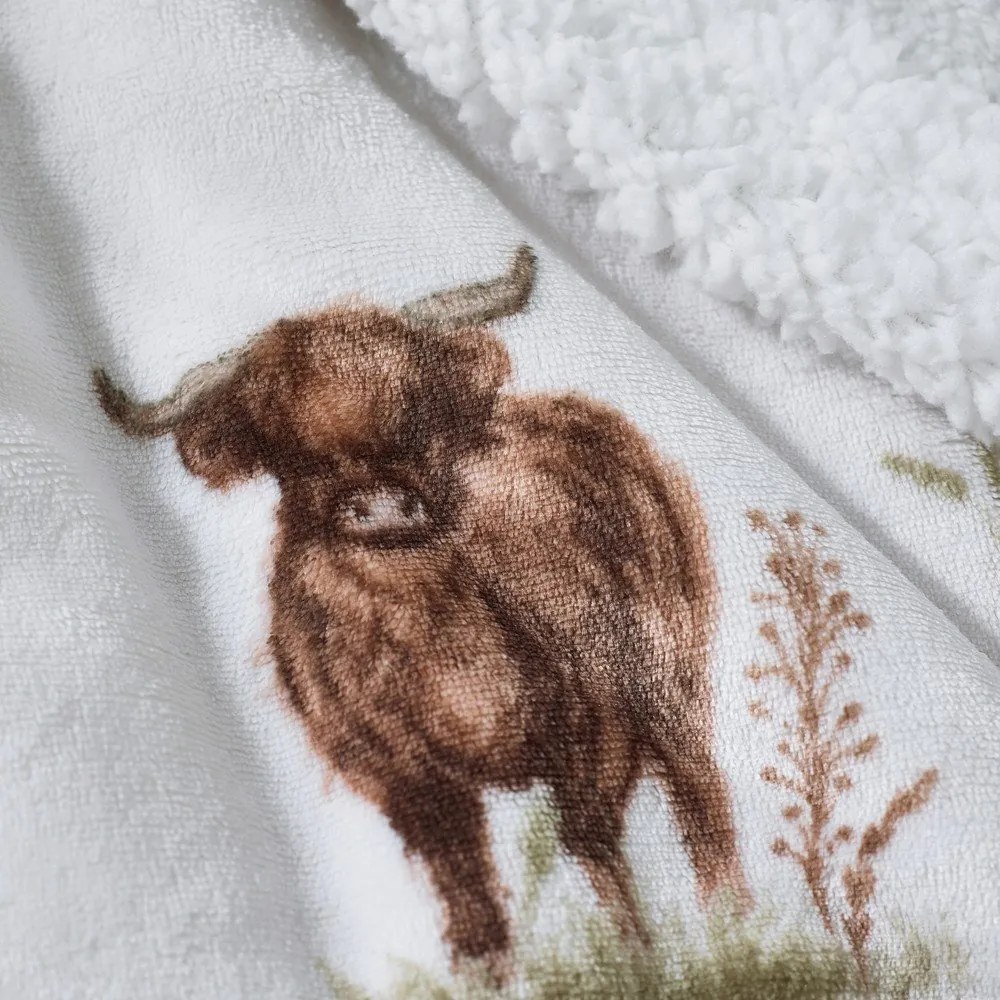 Hnedá/béžová deka z mikroplyšu 130x170 cm Angus Highland Cow – Catherine Lansfield