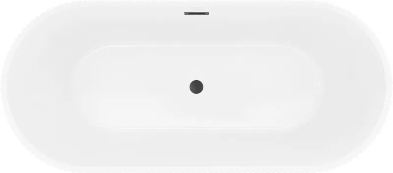 Mexen Yara, voľne stojaca ryhovaná vaňa 170 x 75 cm, biela-čierna, čierny matný prepad, 52861707575-70