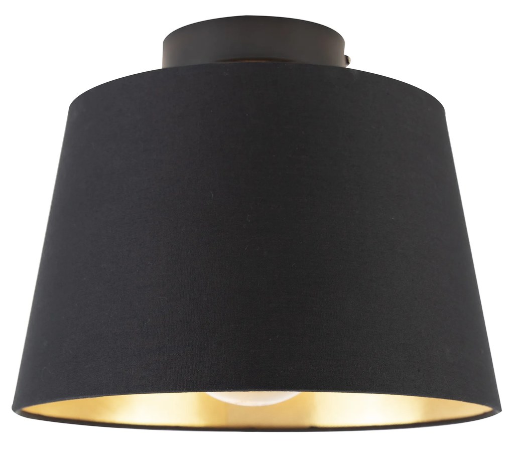 Stropné svietidlo s tienidlom z bavlny čierne so zlatom 25 cm - Combi Black
