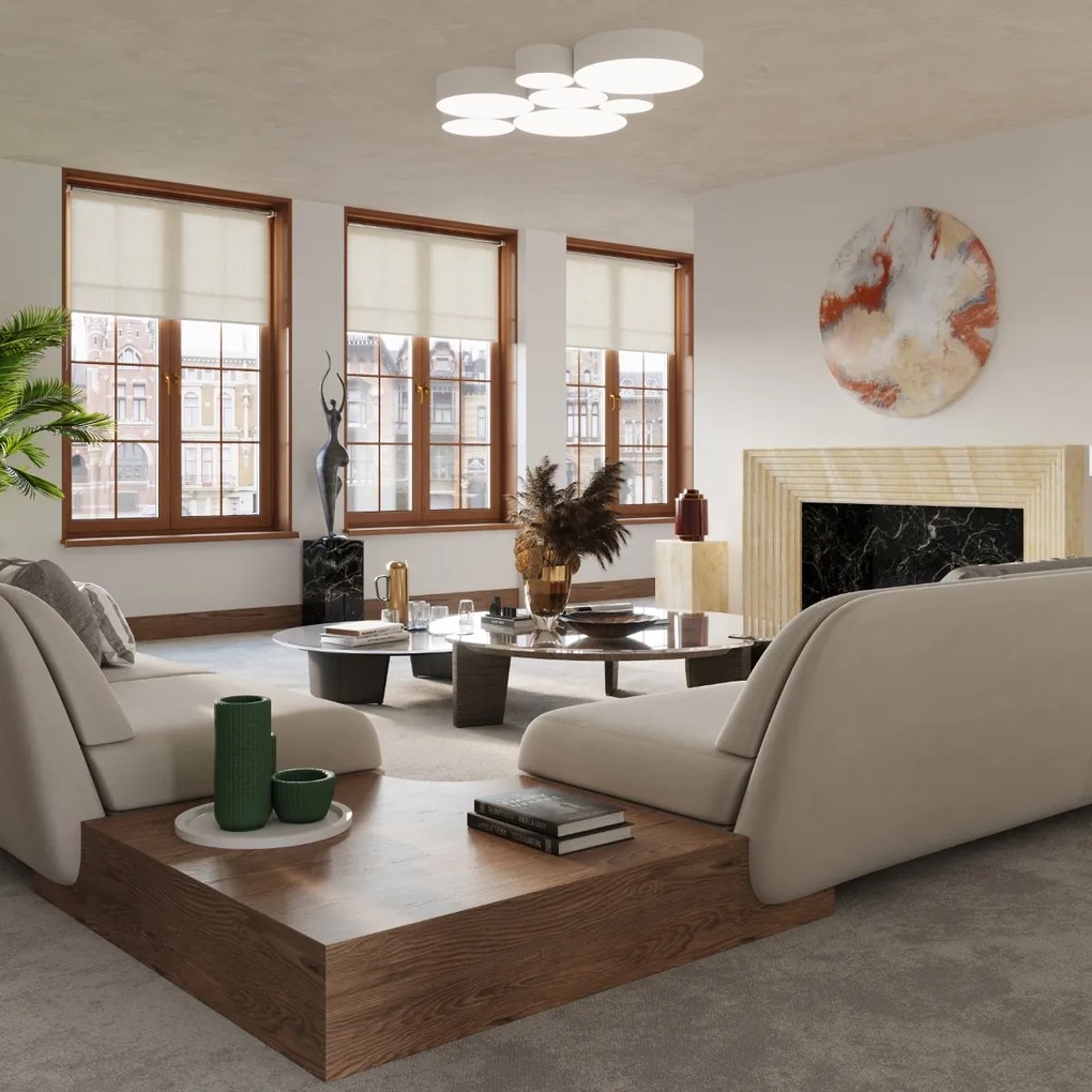 Stropné svietidlo Arena, 1x biele plastové tienidlo, (biely plast), (fi 35 cm)