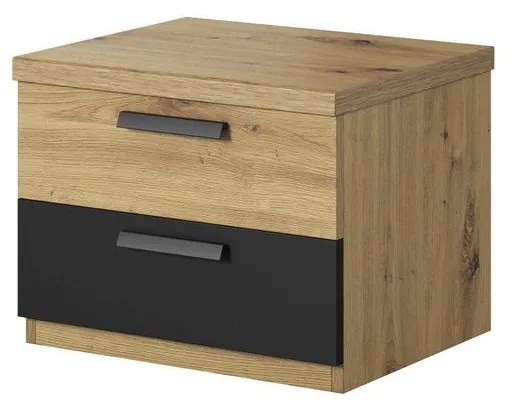 Nočný stolík k posteli LJUBA - dub artisan / čierny supermatt