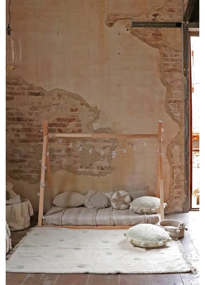 Kaki krémový prateľný ručne tkaný bavlnený detský koberec 120x160 cm Hippy Dots Olive – Lorena Canals