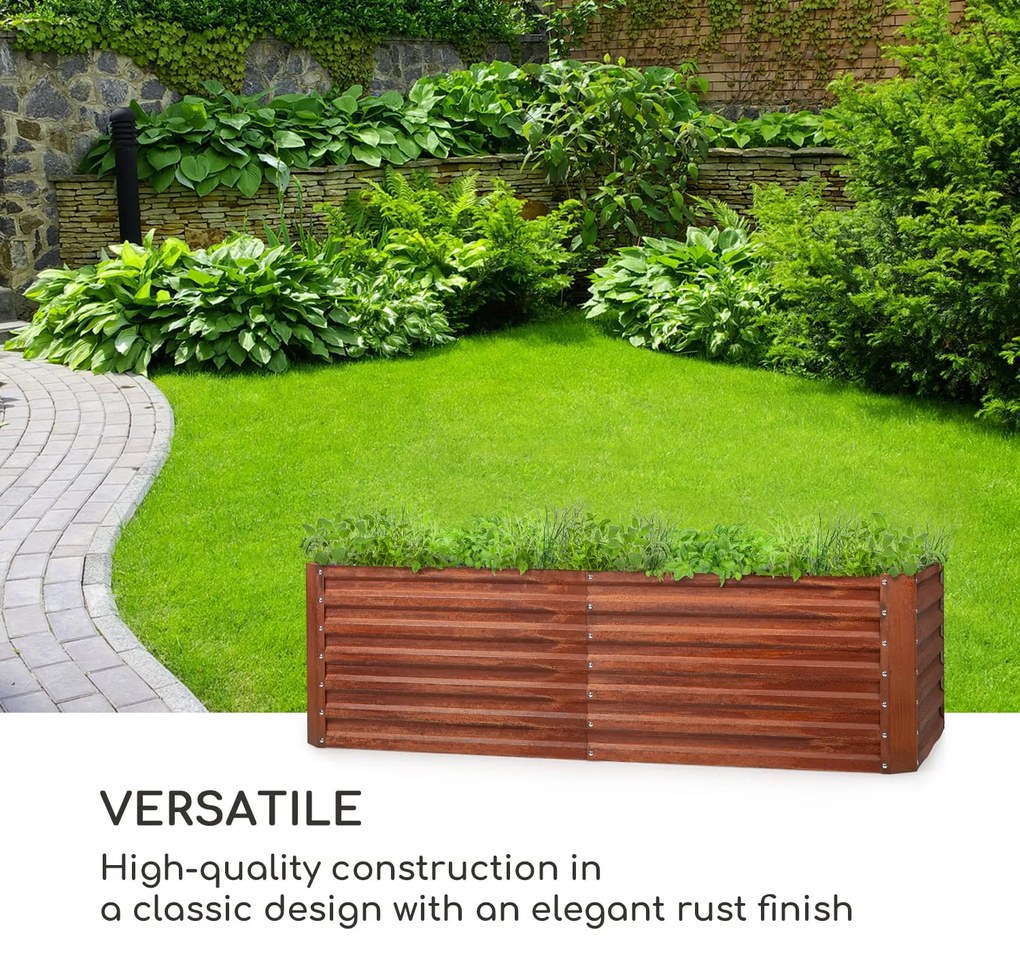 Blumfeldt Rust Grow, vyvýšený záhon, záhradný záhon, pozinkovaný oceľový plech, hrdzavá úprava