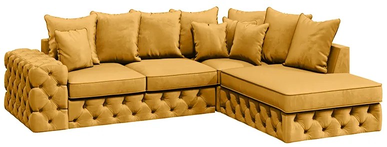 Rohový gauč chesterfield BENETTO LONG - MAGIC VELVET- 2215,Pravý roh