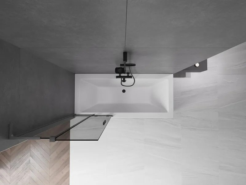 Mexen Velar L, 2-krídlová posuvná vaňová zástena 75 x 150 cm, 8mm šedé sklo, grafitová, 896-075-003-41-95