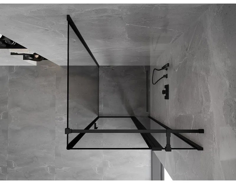 Mexen Mist T, sprchový kút s krídlovými dverami, pravý, 95 x 95 cm, 8mm číre sklo, čierny profil, 8A4T-095-095-70-70-P