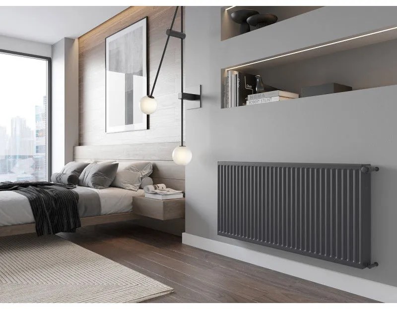 Mexen, panelový radiátor Mexen C22 600 x 600 mm, bočné pripojenie, 992 W, antracit - W422-060-060-66