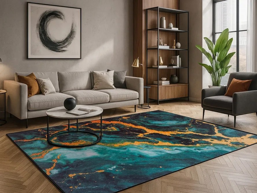 TZ Smaragdový mramorový koberec OVON Rozmer: 120x170 cm