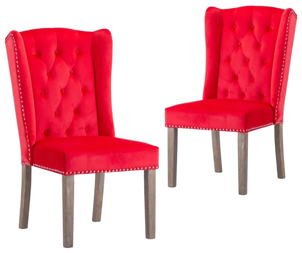 vidaXL Jedálenské stoličky 2 ks červené zamatové