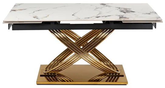 Rozkladací stôl RONNY 160–240 cm biely mramor / Zlatá