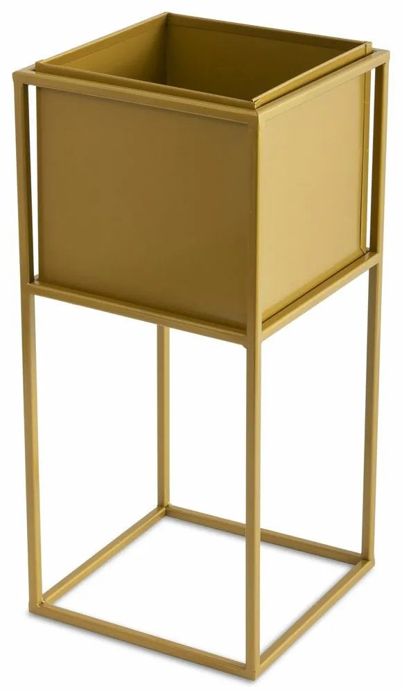 KOVOVÝ KVETINÁČ SO STOJANOM PLAIN 50X24 CM ZLATÁ