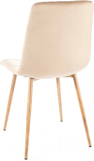 Béžová zamatová jedálenská stolička MILA D