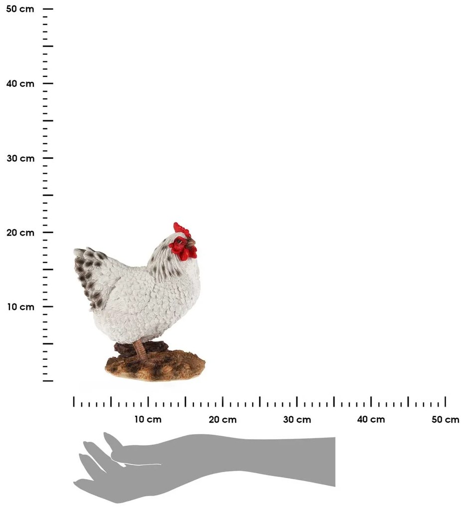 Záhradná figúrka z polyresínu Chicken, 19 cm, biela