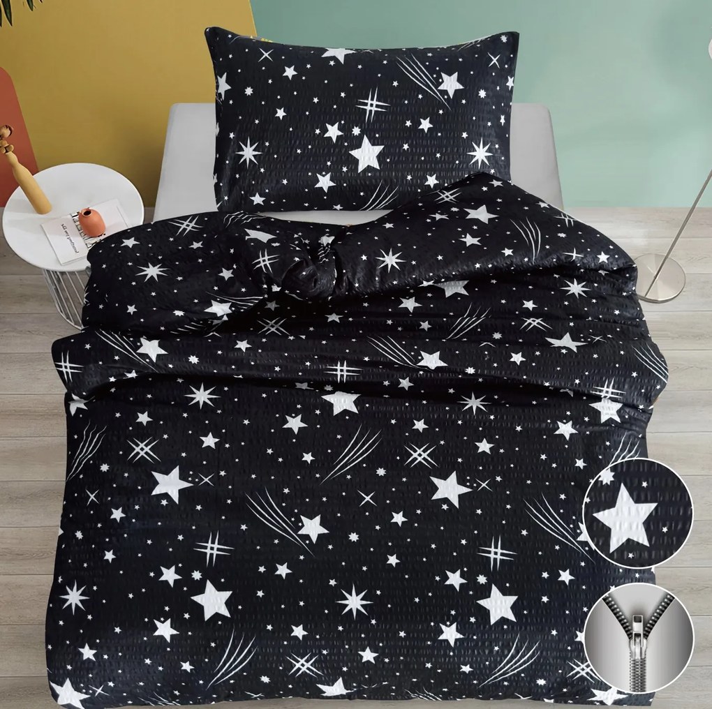 Krepové obliečky NIGHT SKY čierne Rozmer obliečky: 70 x 90 cm | 140 x 200 cm